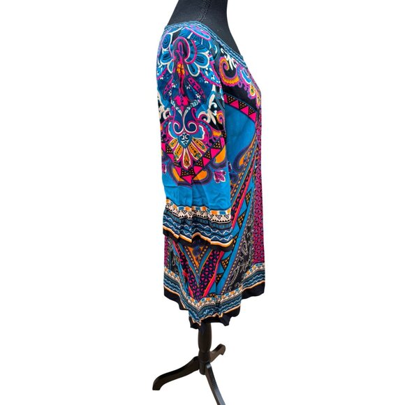 Flying Tomato Women Long Sleeve Boho Shift Dress L Cottage Core Retro Hippie 60s - Picture 5 of 9